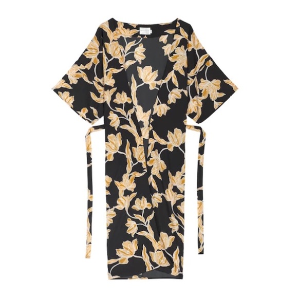 NWT Maison du Soir Selene Floral Robe- Gold Multi - Picture 4 of 6